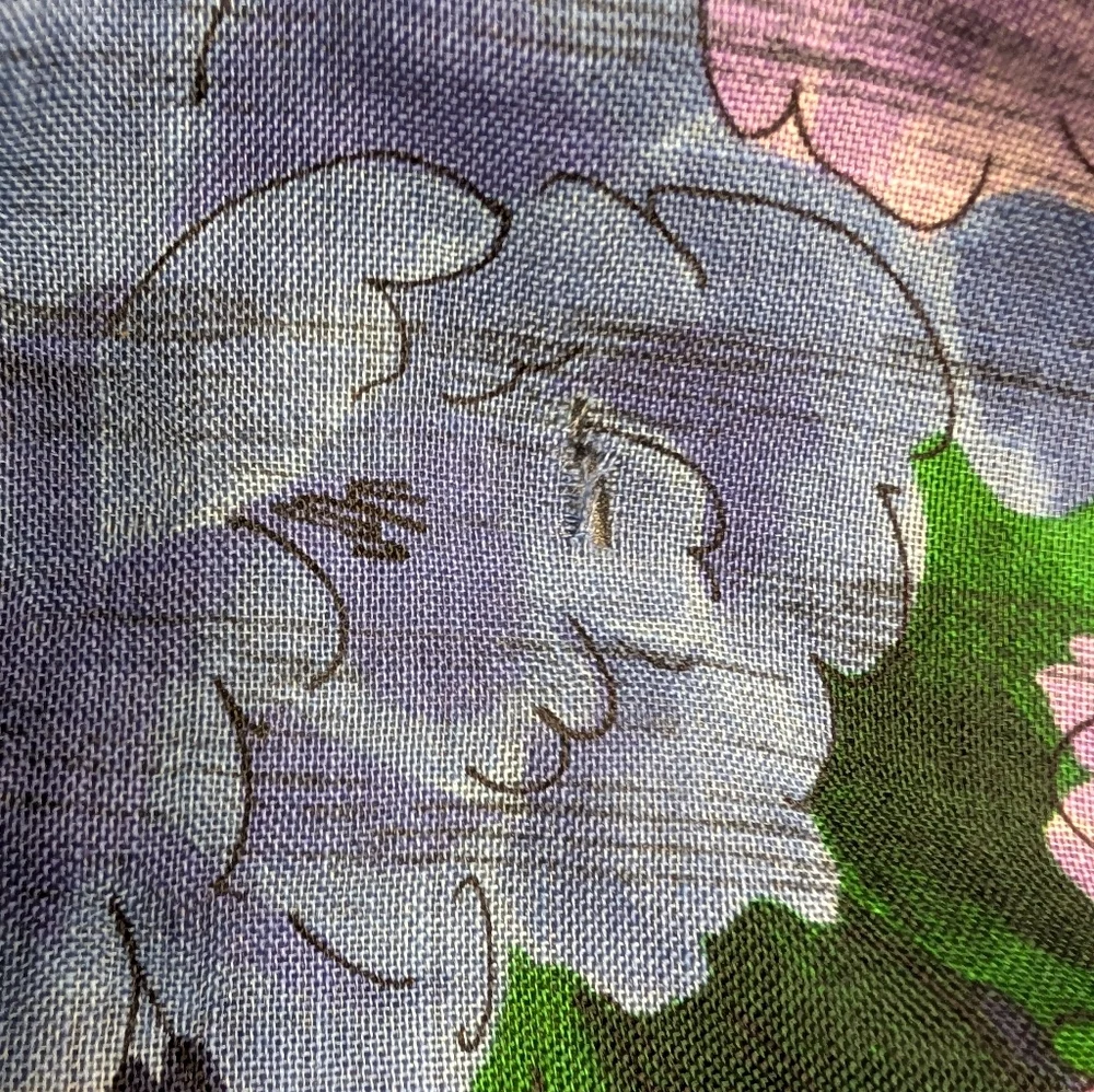 Casca For Majid Blue Purple And Green Wool Floral‎ Scarf